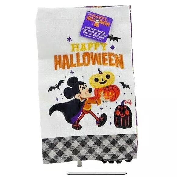 DISNEY Mickey Mouse Magician HAPPY HALLOWEEN 2021 Cotton HAND TOWELS 17x28 New! - Picture 2 of 5